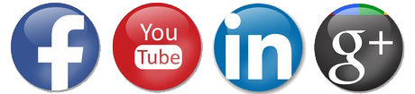 social media icons - follow us on Facebook, LinkedIn, Youtube, and Google Plus